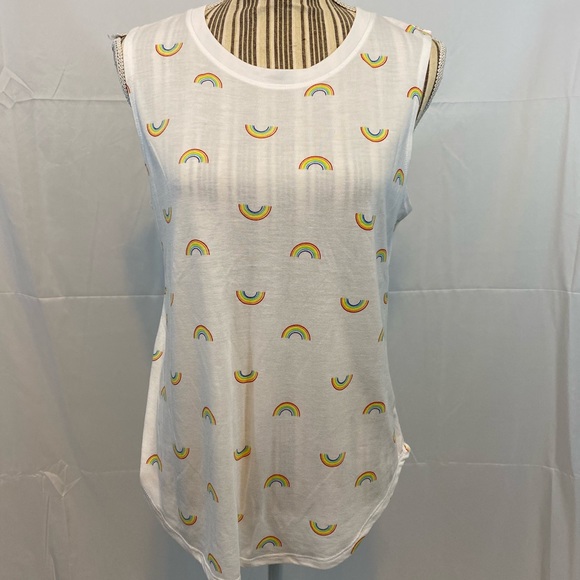 Rainbow sleeveless white large muscle tee - Picture 2 of 9